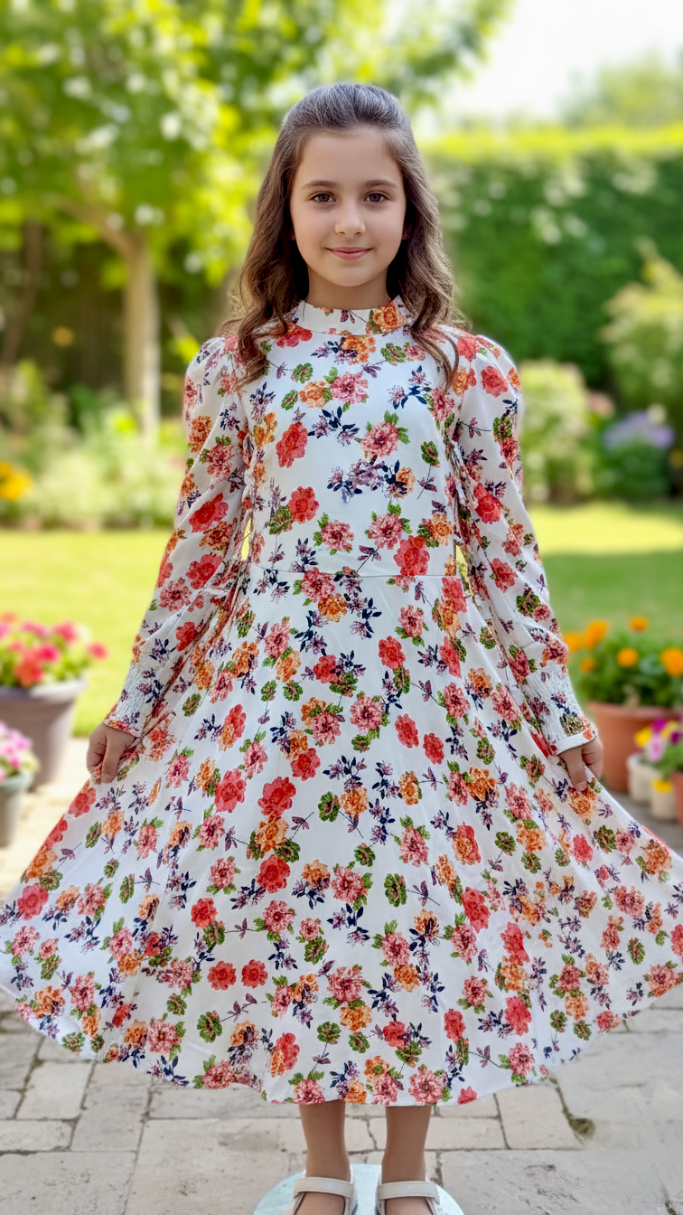 Beautiful Side Knot Puff Sleeves Frock.