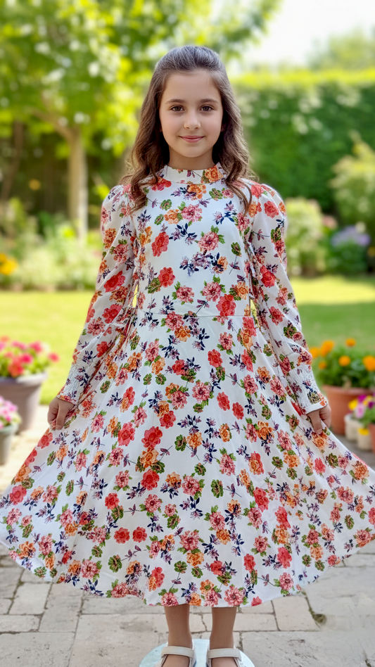 Beautiful Side Knot Puff Sleeves Frock.