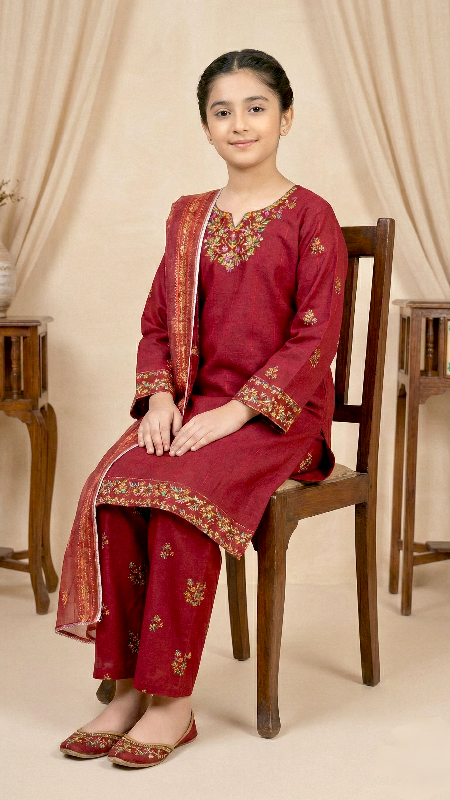 "EID" 3 Piece Luxury Pret Cotton Embroidery Suit.