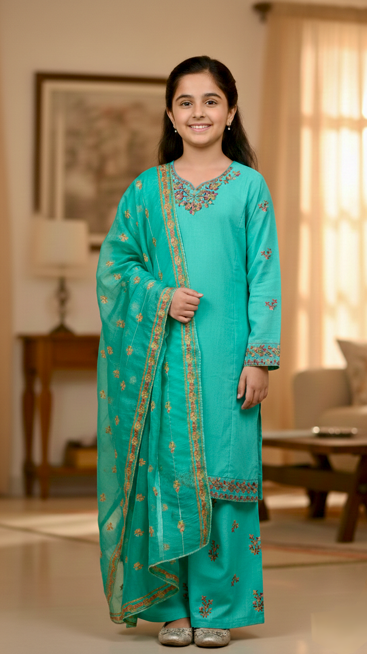 "EID" 3 Piece Luxury Pret Cotton Embroidery Suit