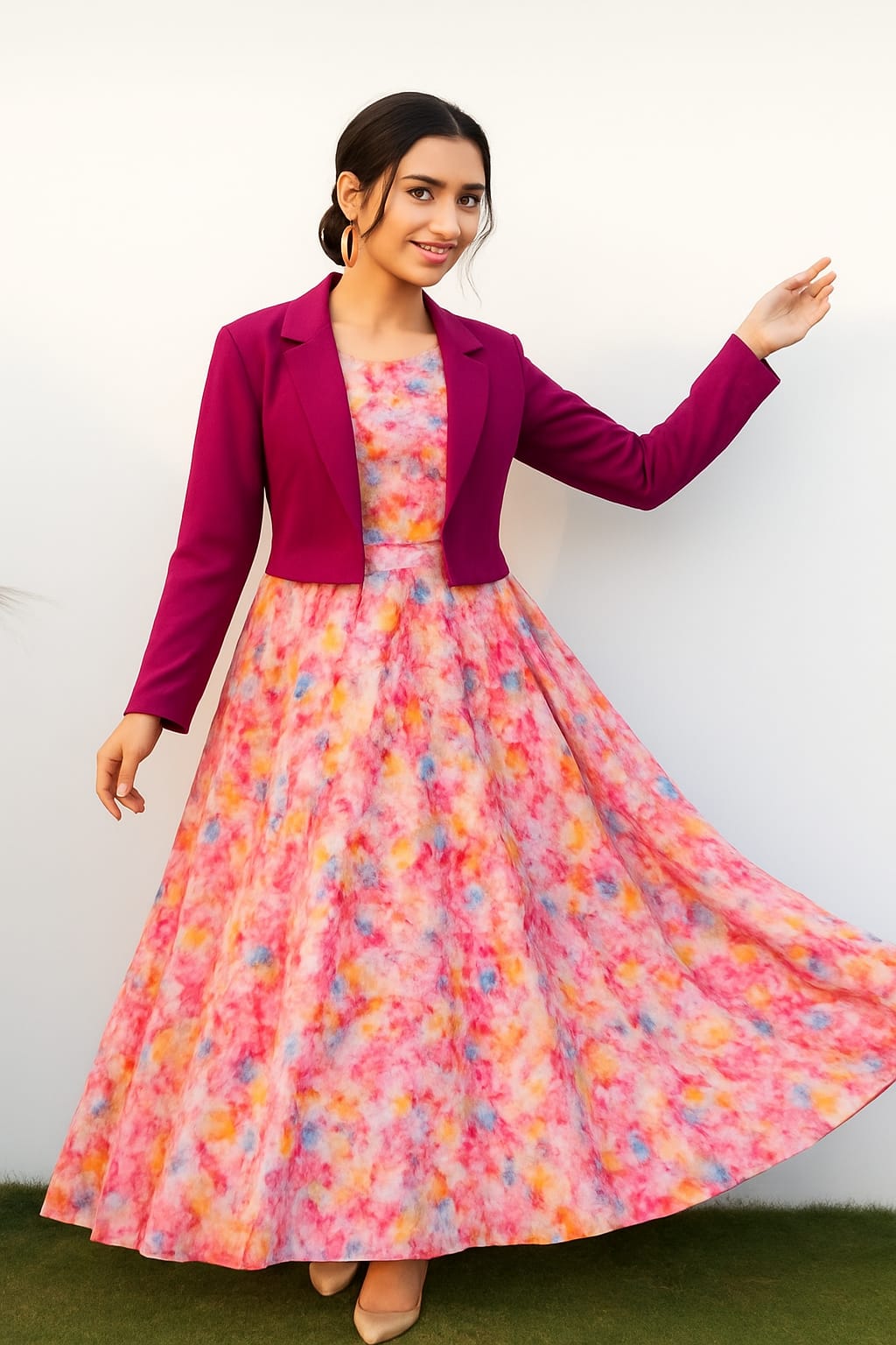 Western Long Frock With Koti.