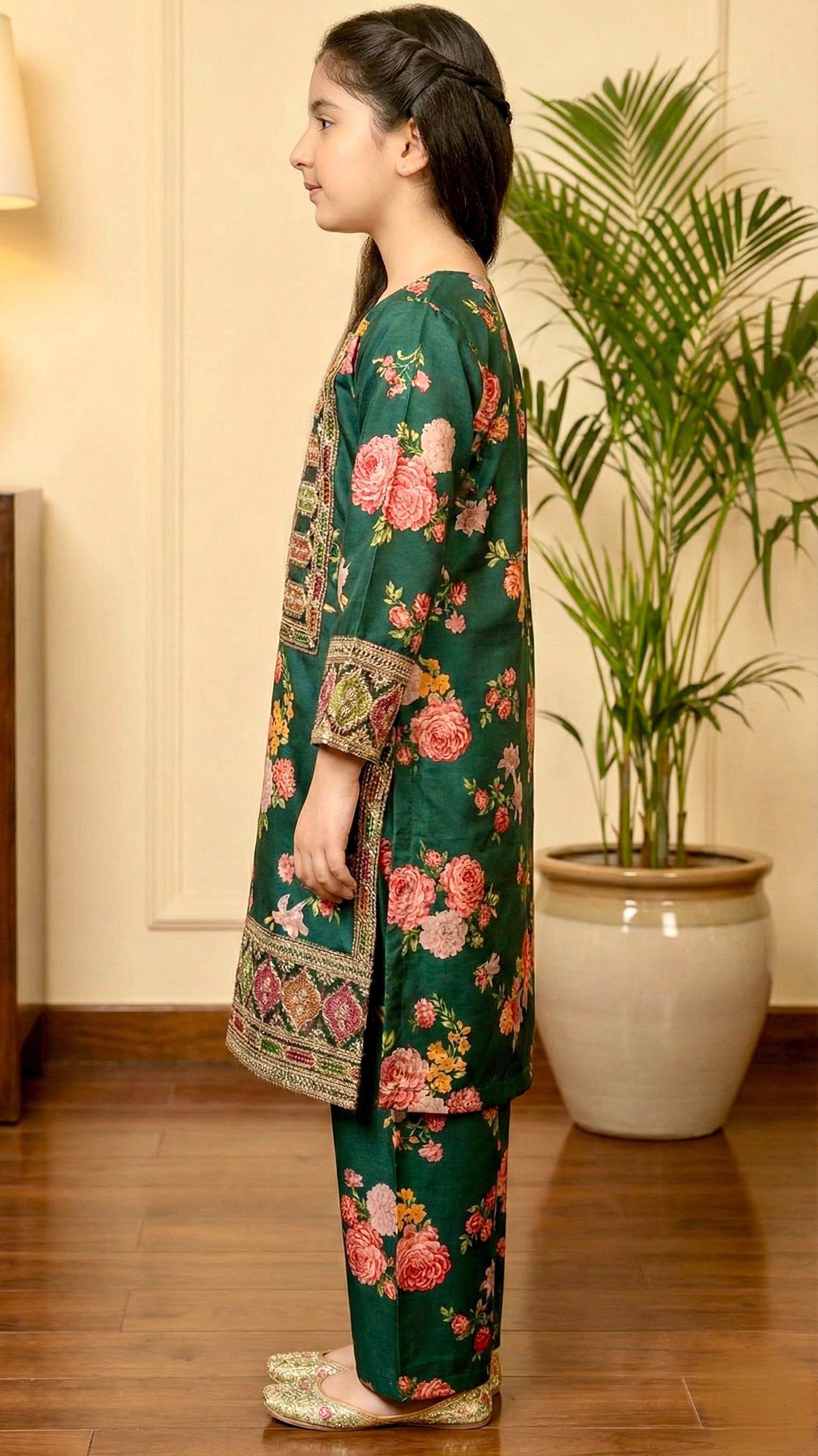 2 Piece Silk Stitched Embroidery Dress.
