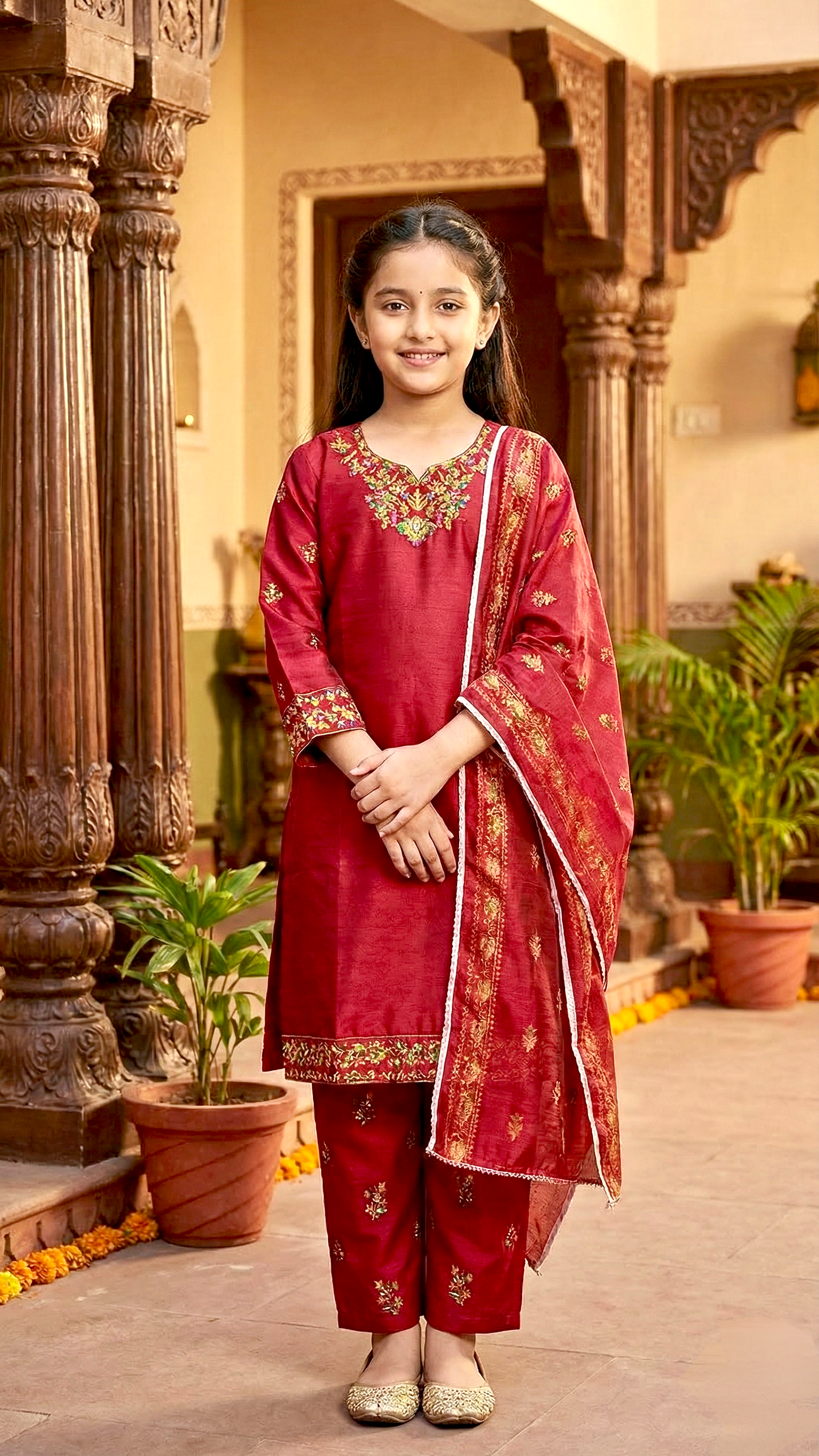 "EID" 3 Piece Luxury Pret Cotton Embroidery Suit.