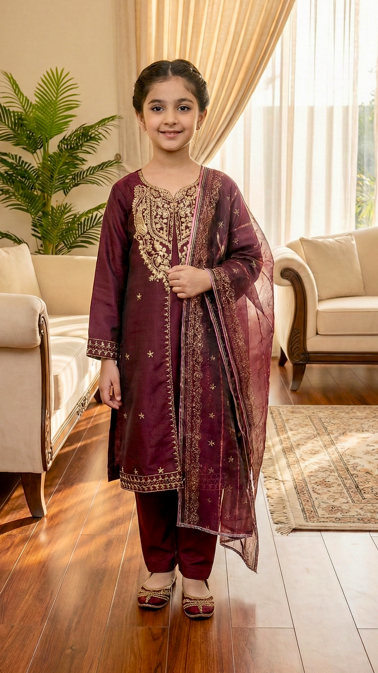"EID" Luxury Pret Cotton 3 Piece Embroidery Suit.