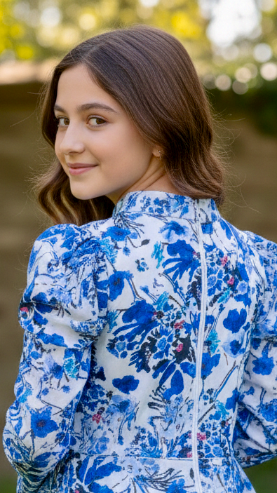 Beautiful Side Knot Puff Sleeves long  Frock.