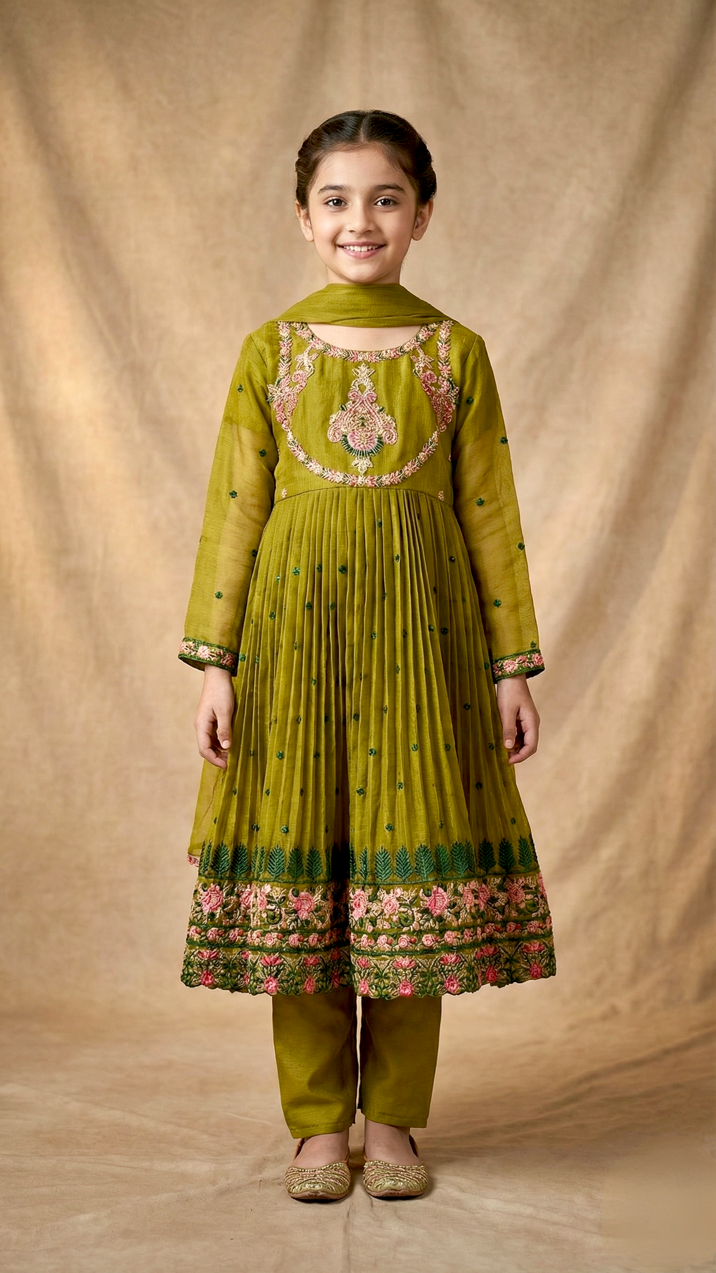 3 Piece Festive Chiffon Embroidery frock Dress.