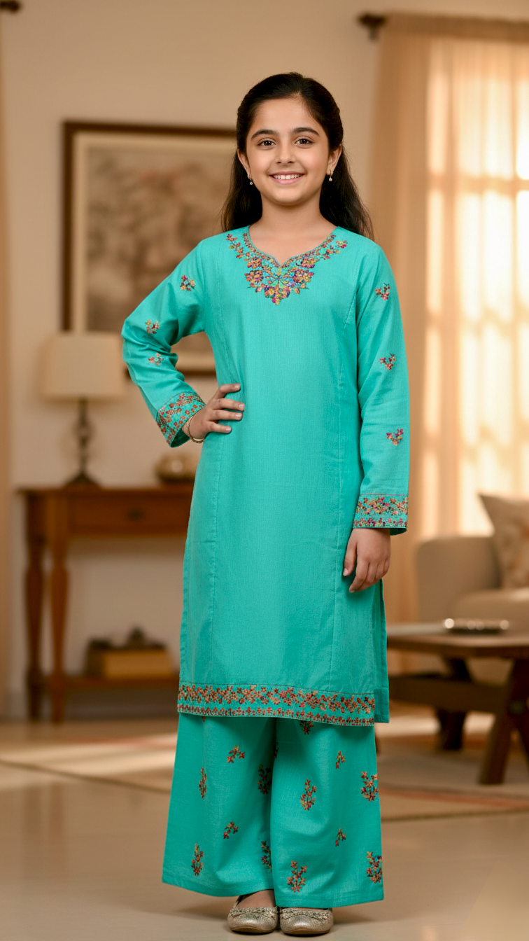 "EID" 3 Piece Luxury Pret Cotton Embroidery Suit