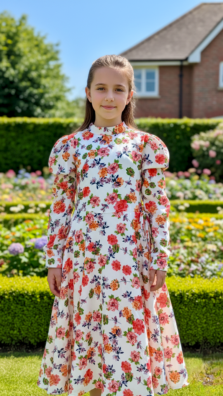 Beautiful Side Knot Puff Sleeves Frock.