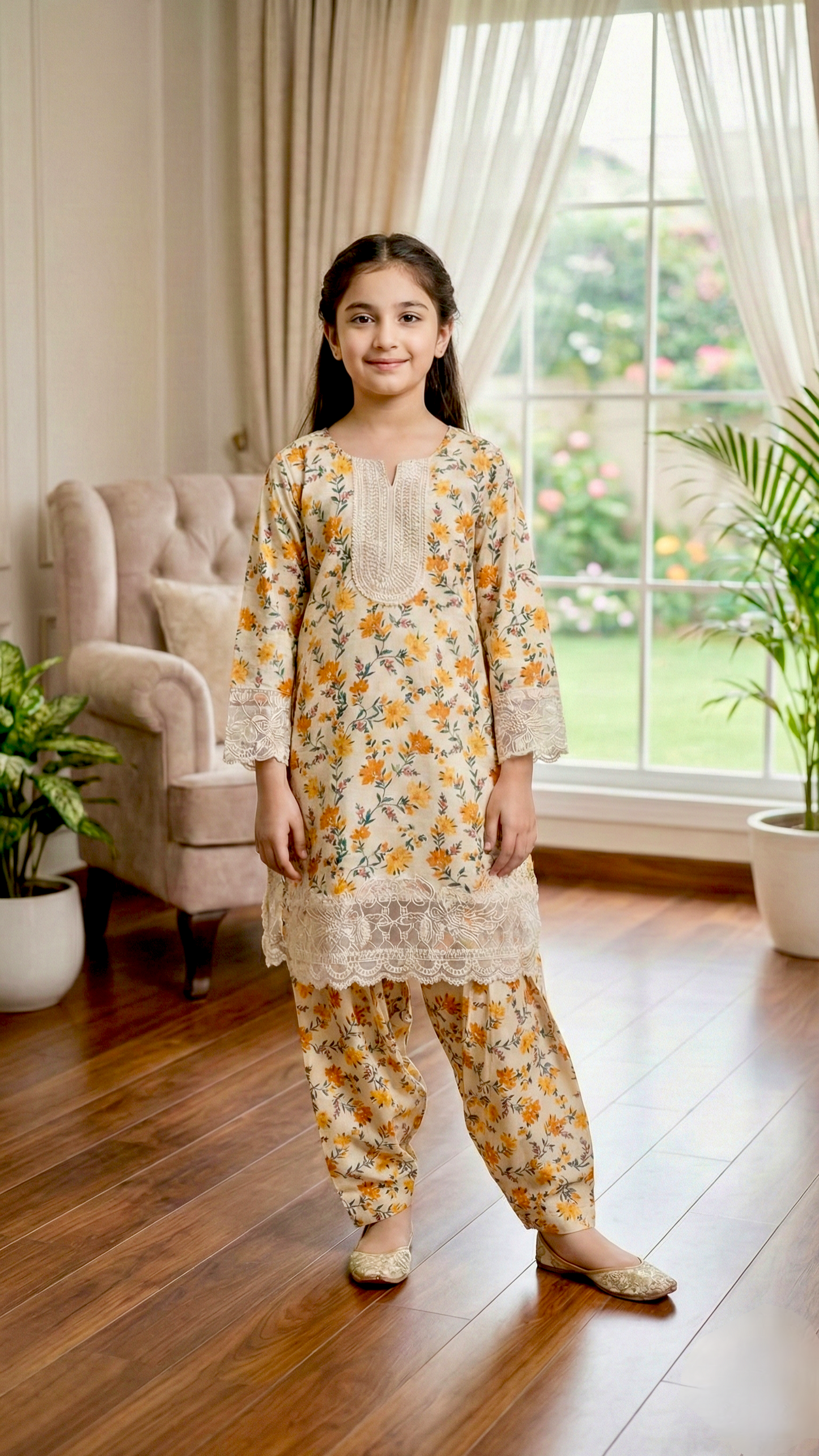 "EID Basic" 2 Piece Premium Bana Dora Embroidery Farshi Shalwar Suit.