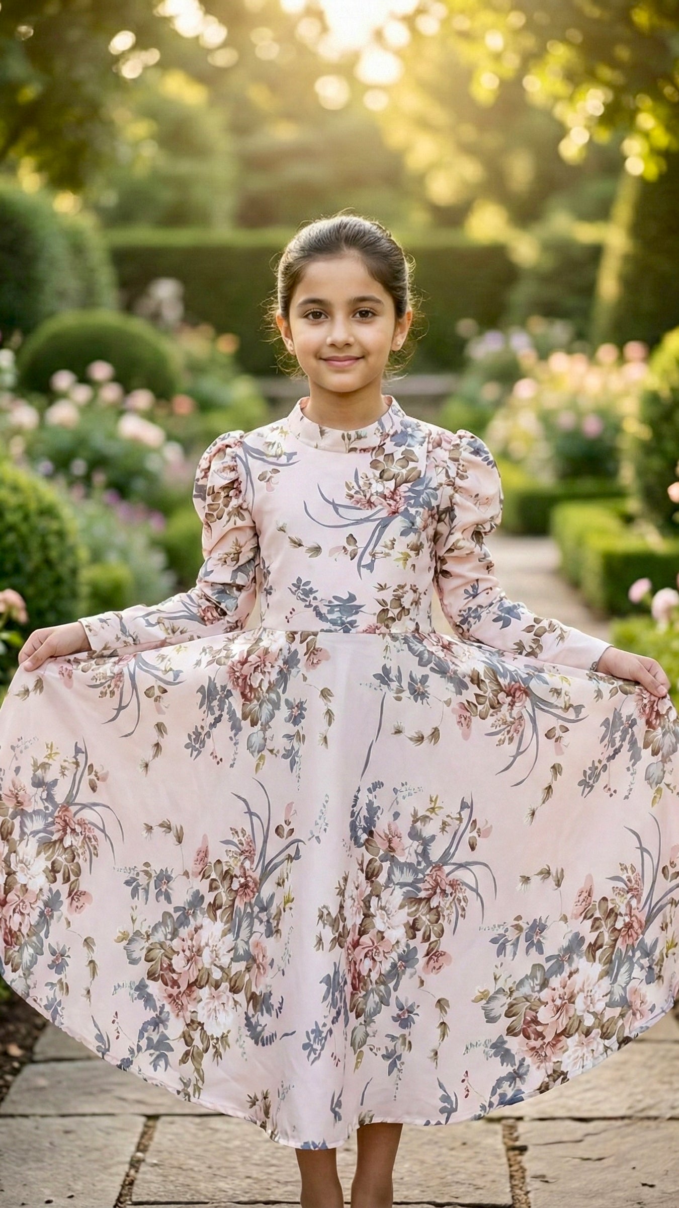 Beautiful Side Knot Puff Sleeves Frock.