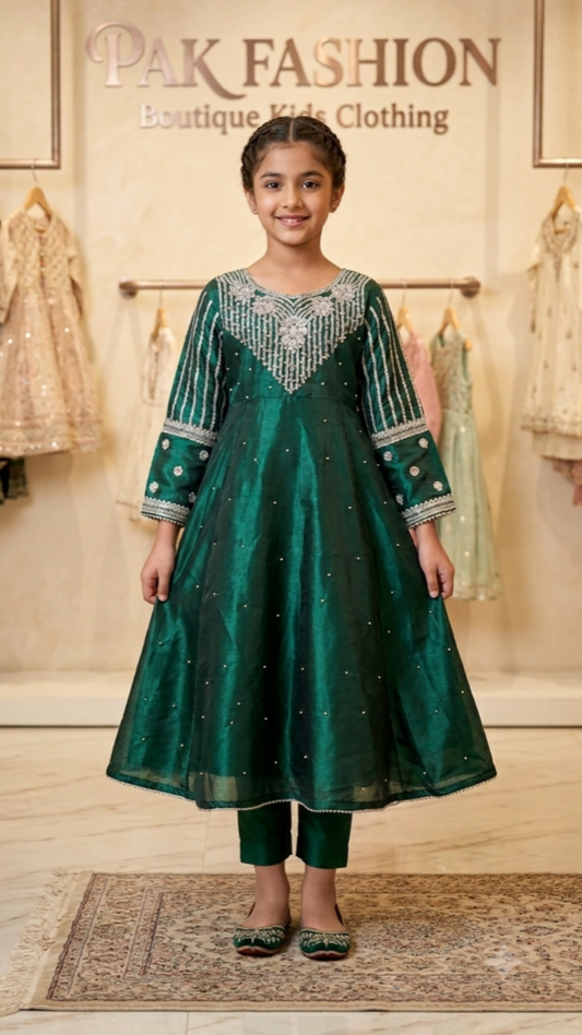 2 Piece Formal Stitched Long Frock with pearls & Embroidery Suit.