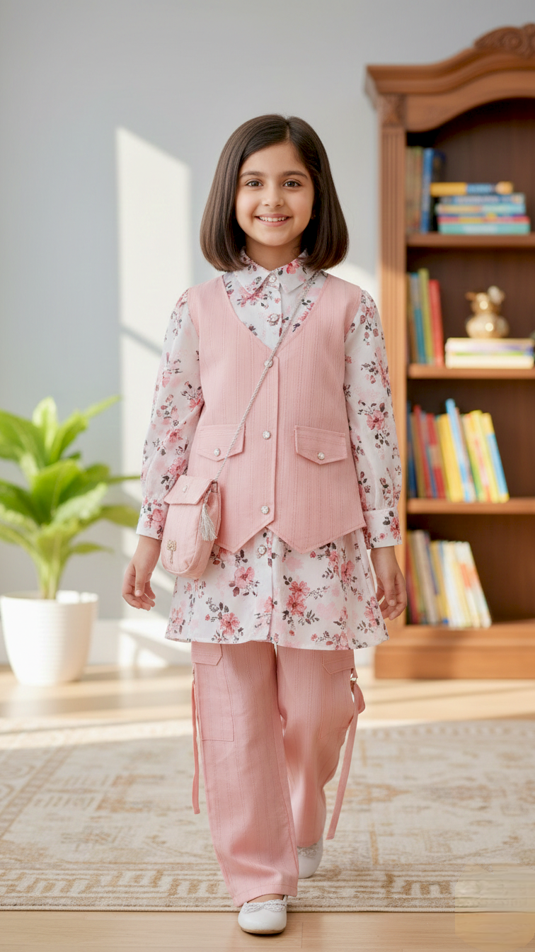 Western Style 4 Piece Coat Shirt With Cargo Pent & Pouch.