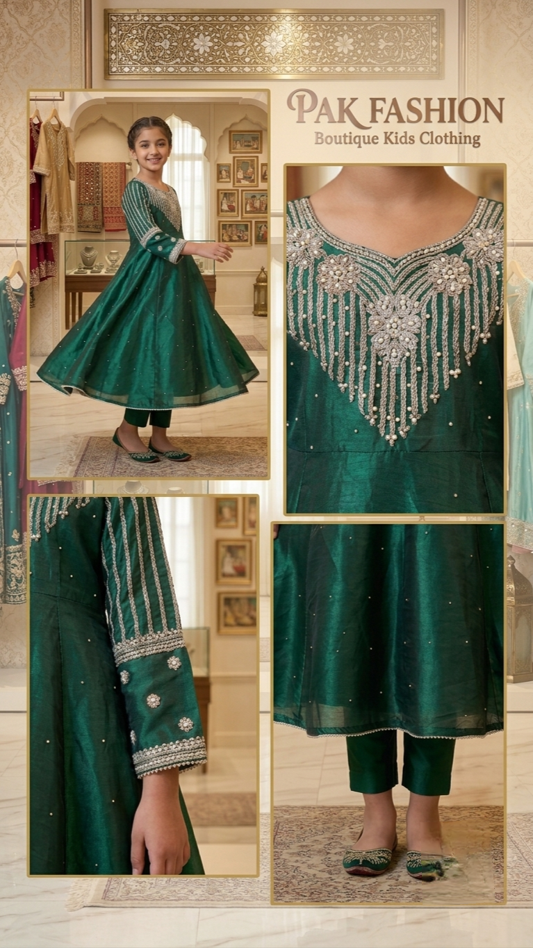 2 Piece Formal Stitched Long Frock with pearls & Embroidery Suit.