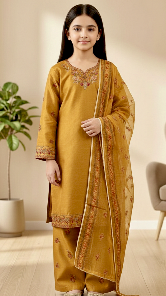 EID" 3 Piece Luxury Pret "Cotton Embroidery Suit