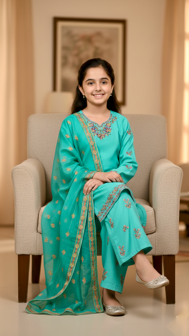 "EID" 3 Piece Luxury Pret Cotton Embroidery Suit