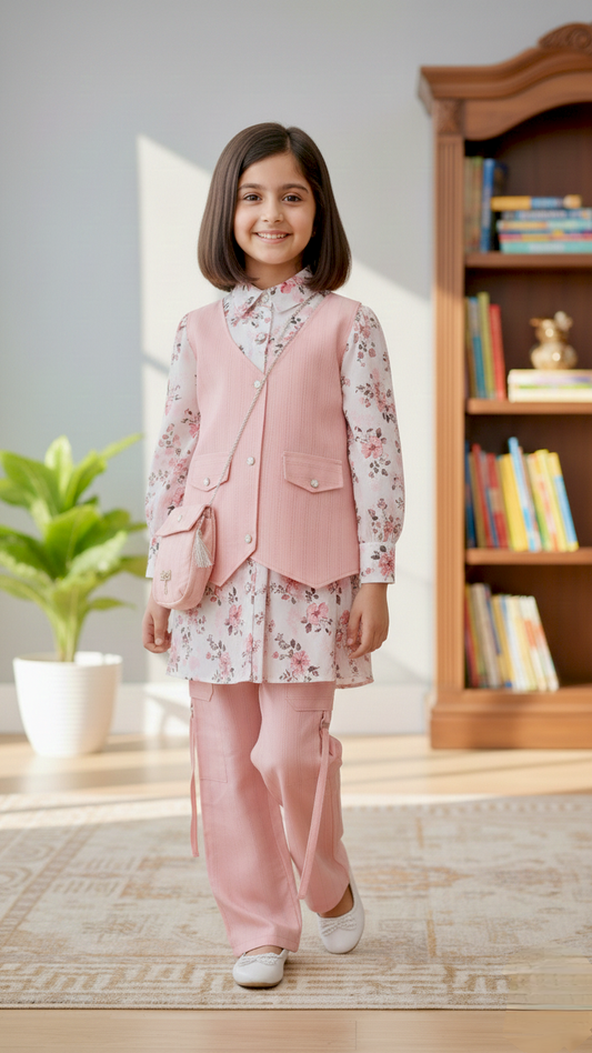 Western Style 4 Piece Coat Shirt With Cargo Pent & Pouch.