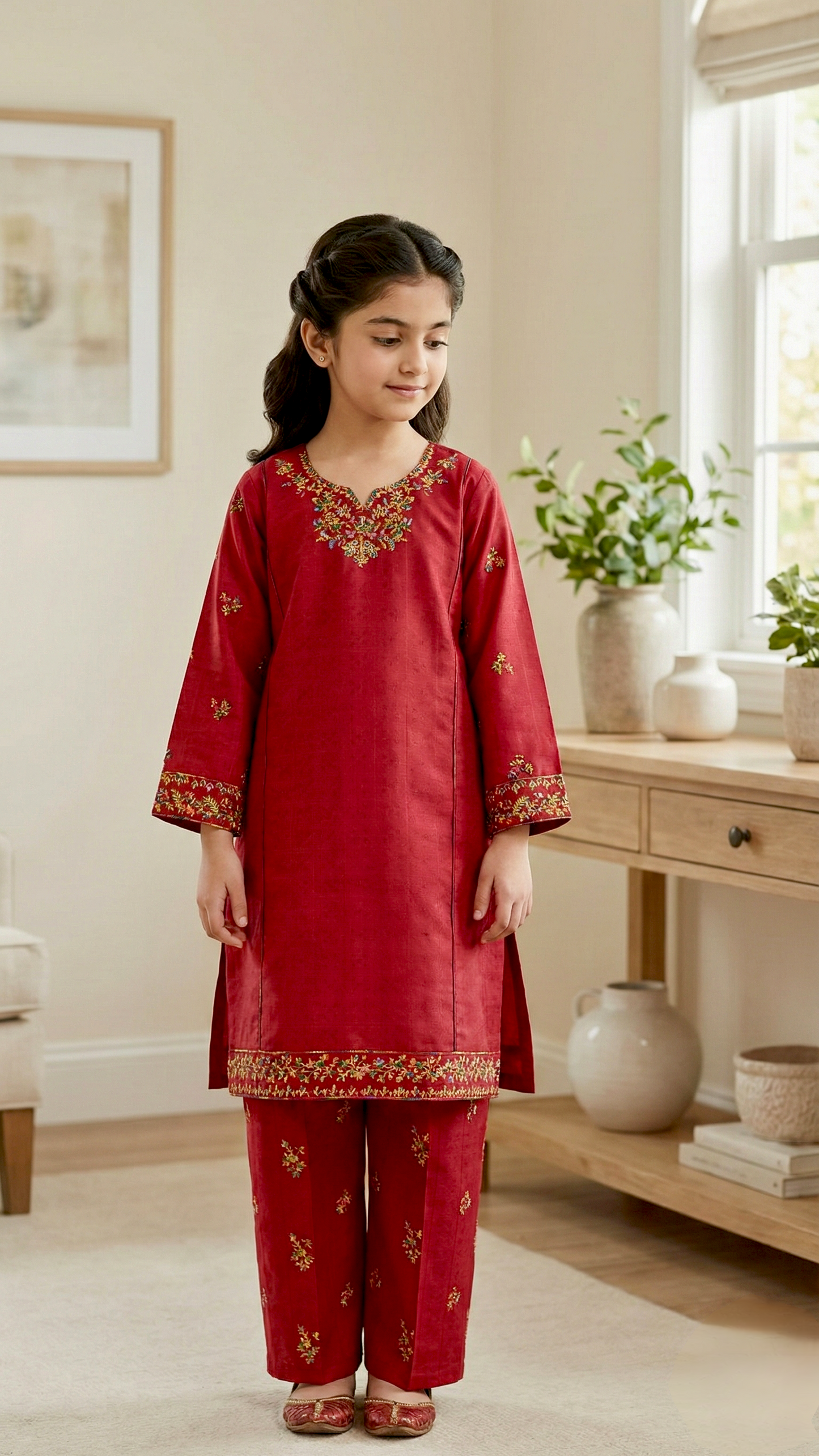 "EID" 3 Piece Luxury Pret Cotton Embroidery Suit.