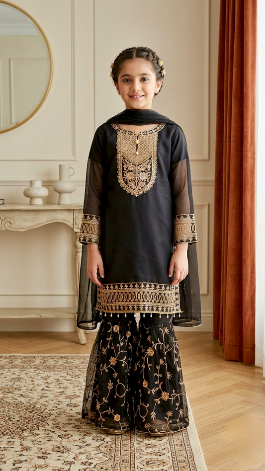 "EID FESTIVE" 2 Piece Chiffon Embroidery Gharara Suit.