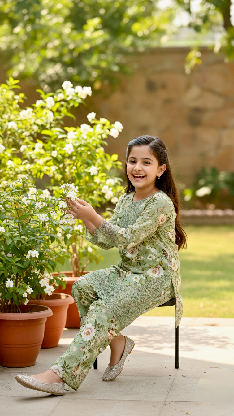 EID Basic" 2 Piece Premium Bana Dora Embroidery Farshi Shalwar Suit.