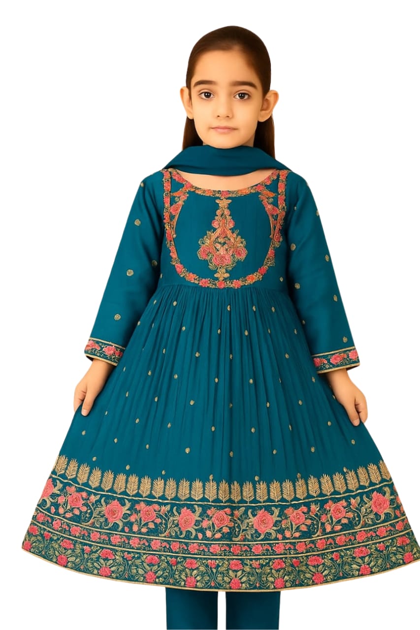 3 Piece Chiffon Embroidery Suit.