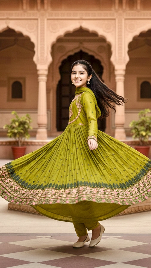 3 Piece Festive Chiffon Embroidery frock Dress.