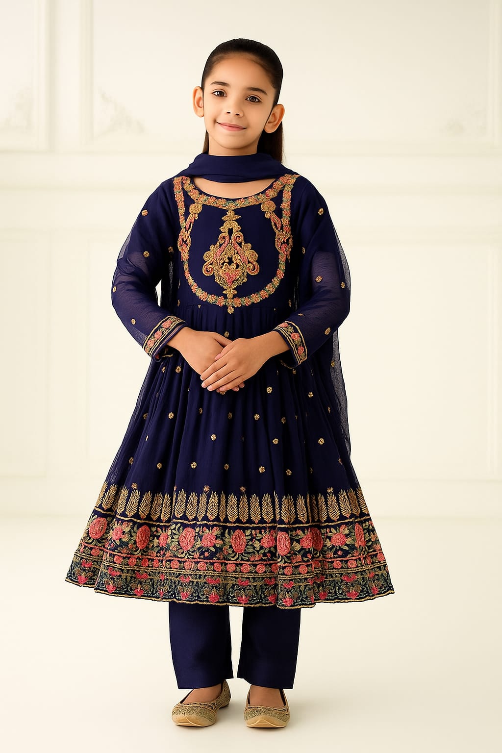 3 Piece Chiffon Embroidery Suits.