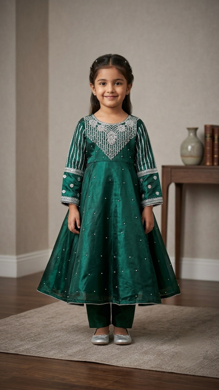 2 Piece Formal Stitched Long Frock with pearls & Embroidery Suit.