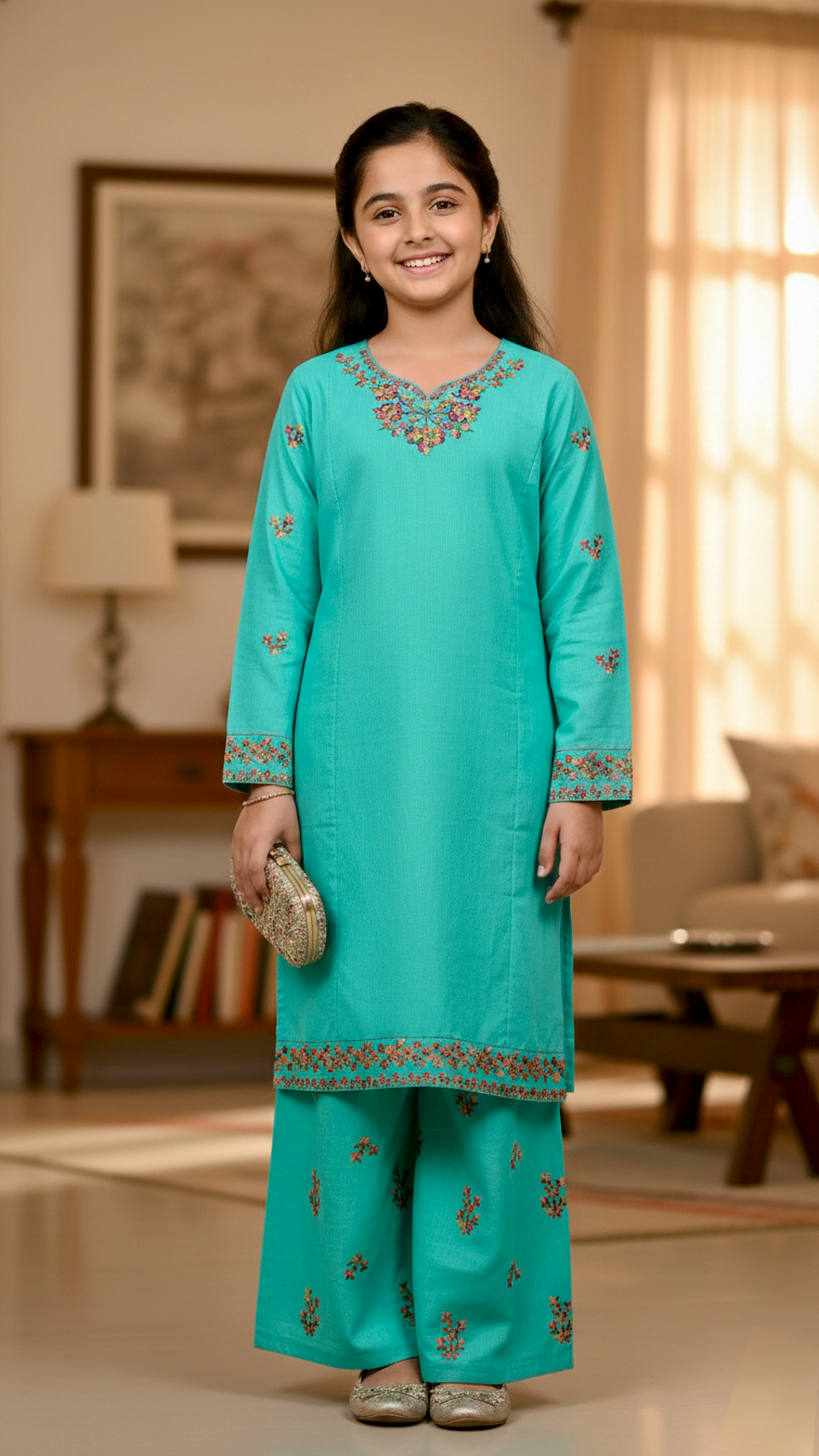 "EID" 3 Piece Luxury Pret Cotton Embroidery Suit