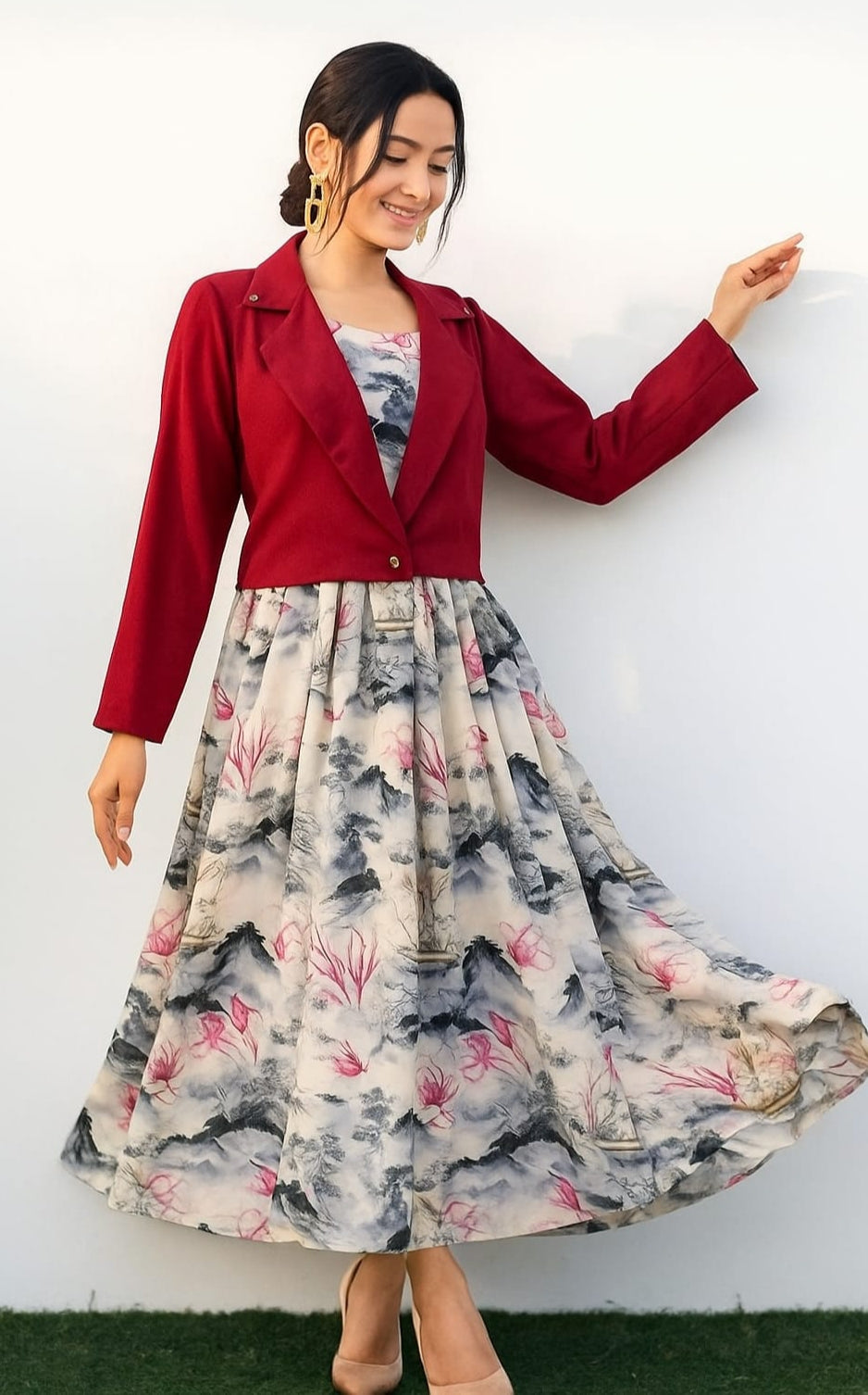 Western Long Frock With Koti.
