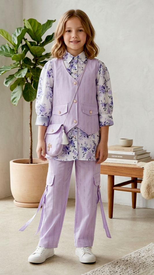 Western Style 4 Piece Coat Shirt With Cargo Pent & Pouch.