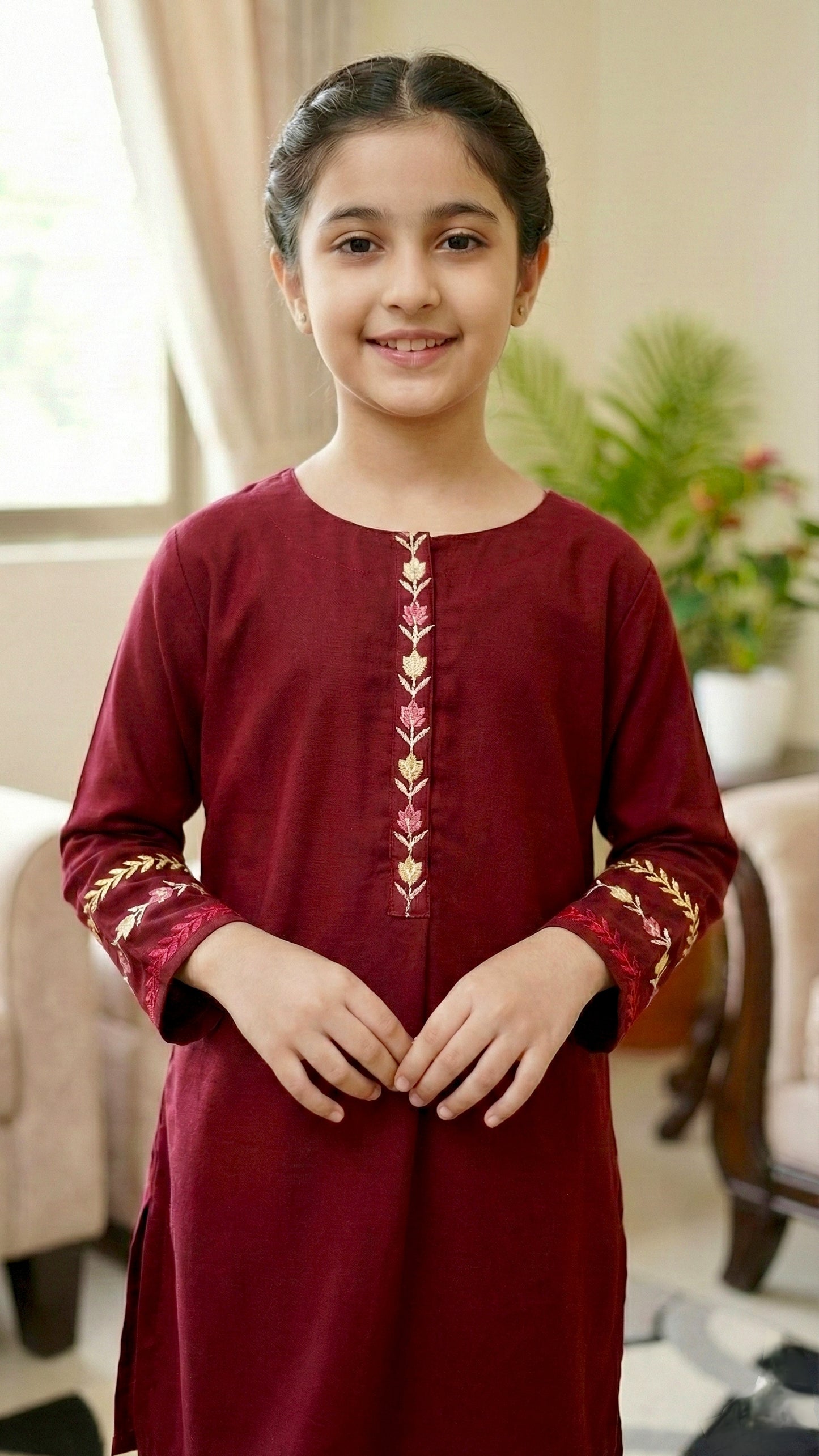 2 Piece Imported Georgette Embroidery Short Shirt & Plazo.