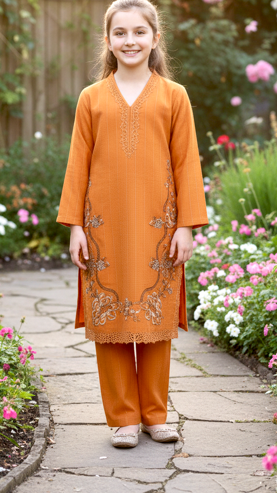 2 Piece khaddar Embroidery Suit Cutwork.