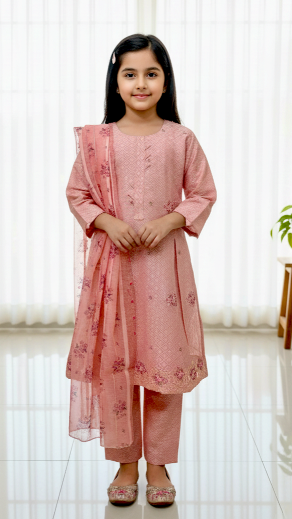 3 Piece Winter Cotton Jacquard Suit.