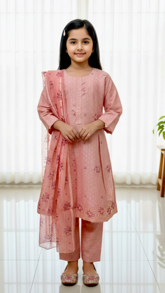 3 Piece Winter Cotton Jacquard Suit.