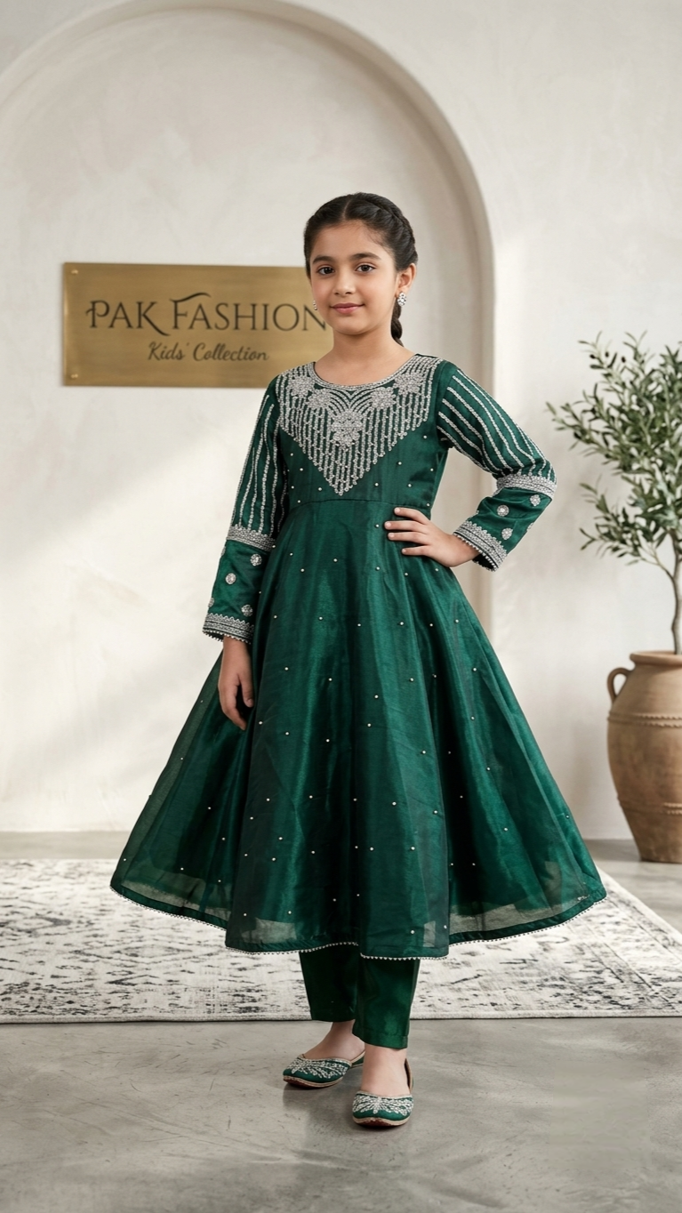 2 Piece Formal Stitched Long Frock with pearls & Embroidery Suit.