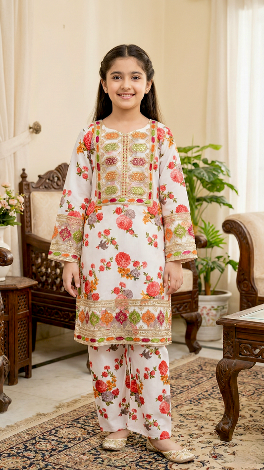 2 Piece Premium Stitched Embroidery Dress.
