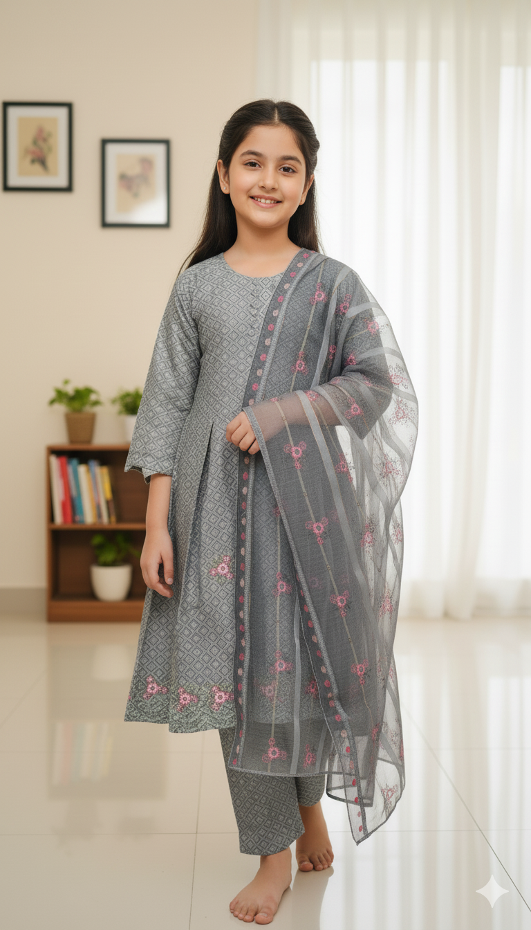 3 Piece Winter Cotton Jacquard Suit.