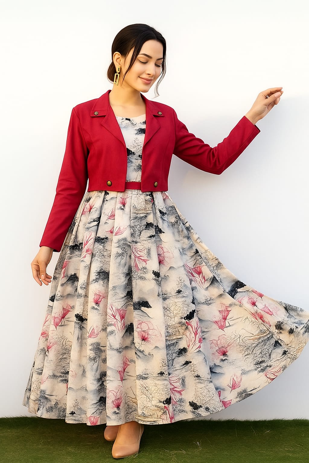 Western Long Frock With Koti.
