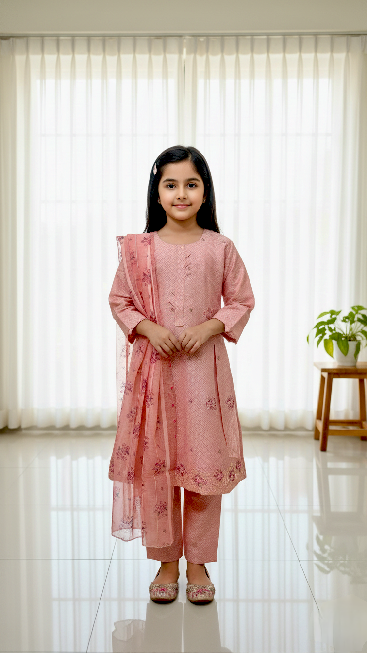 3 Piece Winter Cotton Jacquard Suit.