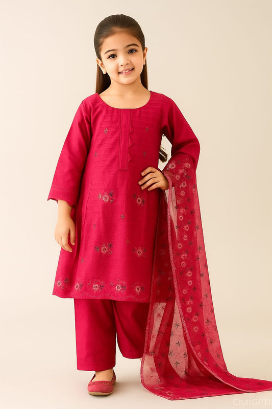 3 Piece Chiken Embroidery Dress.