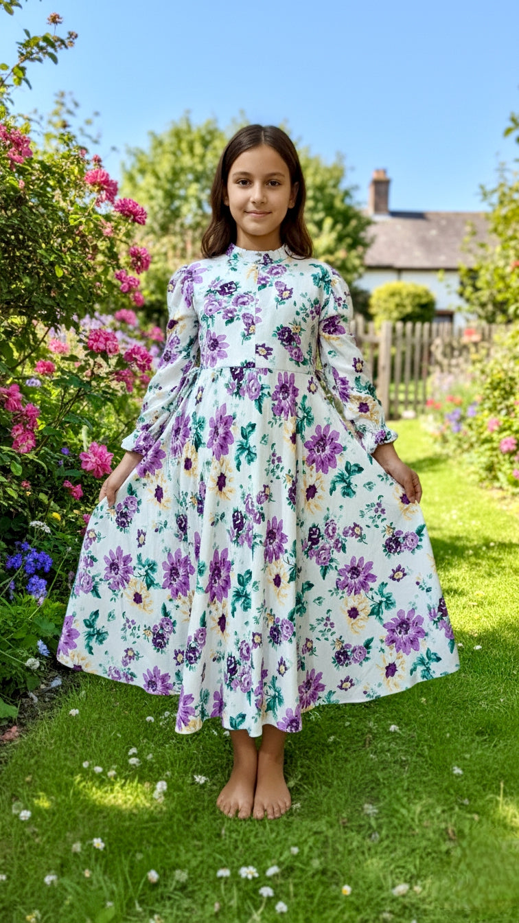 Beautiful Side Knot Puff Sleeves Frock.