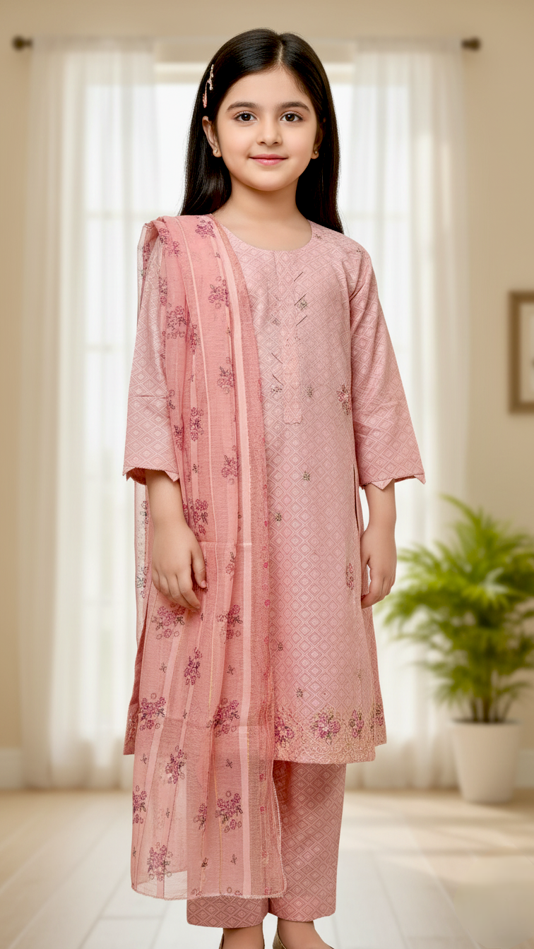 3 Piece Winter Cotton Jacquard Suit.