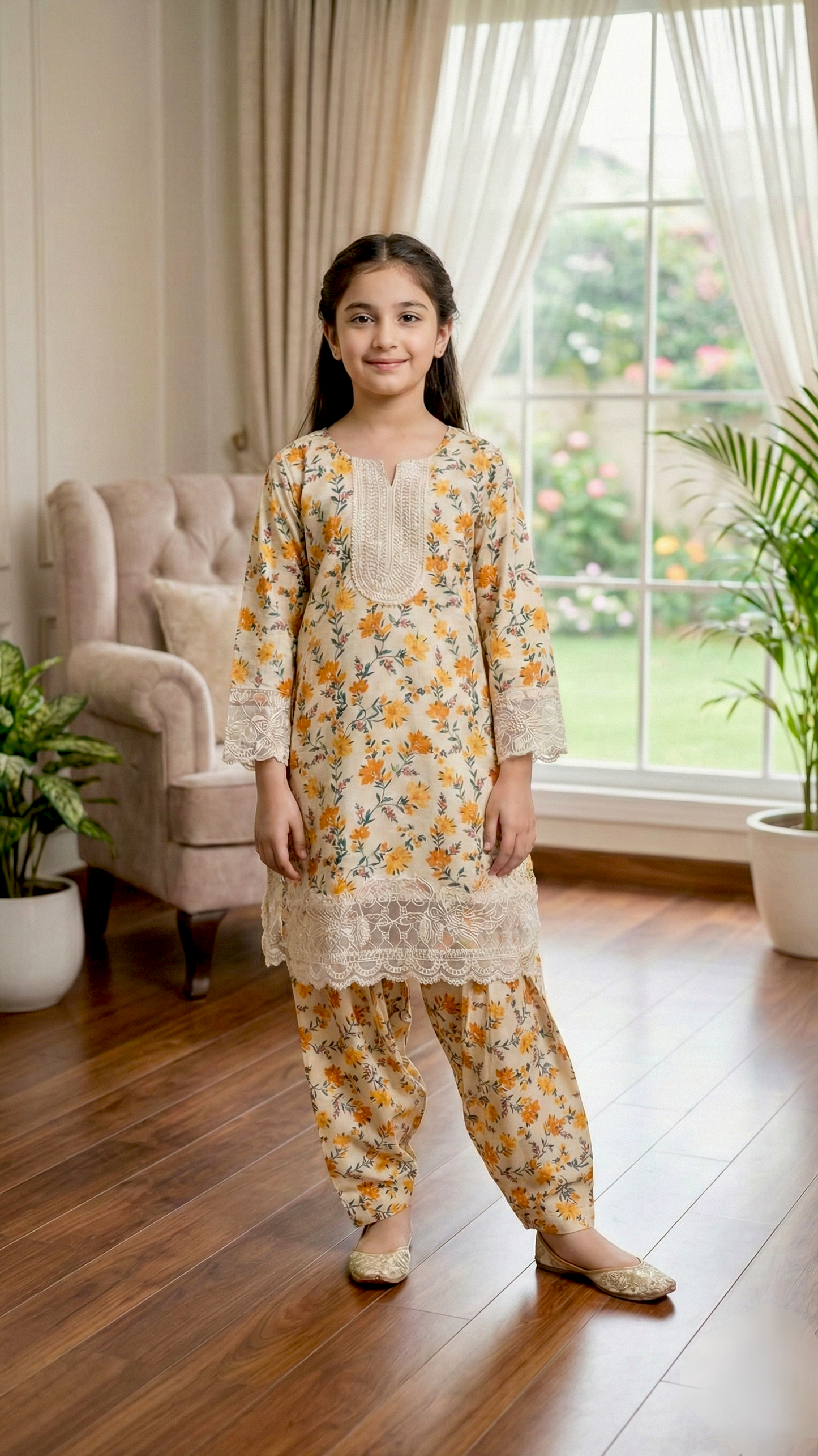 "EID Basic" 2 Piece Premium Bana Dora Embroidery Farshi Shalwar Suit.