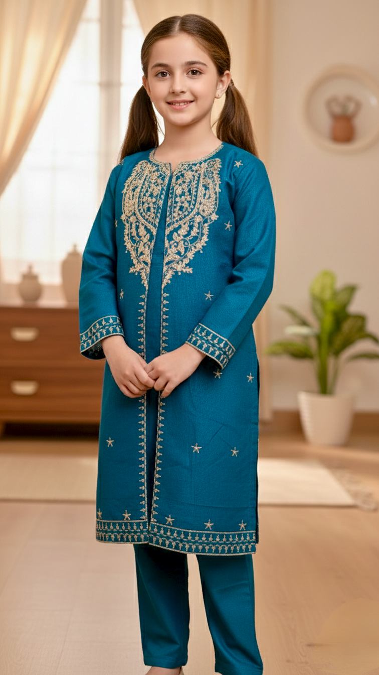 "EID" Luxury Pret Cotton 3 Piece Embroidery Suit.