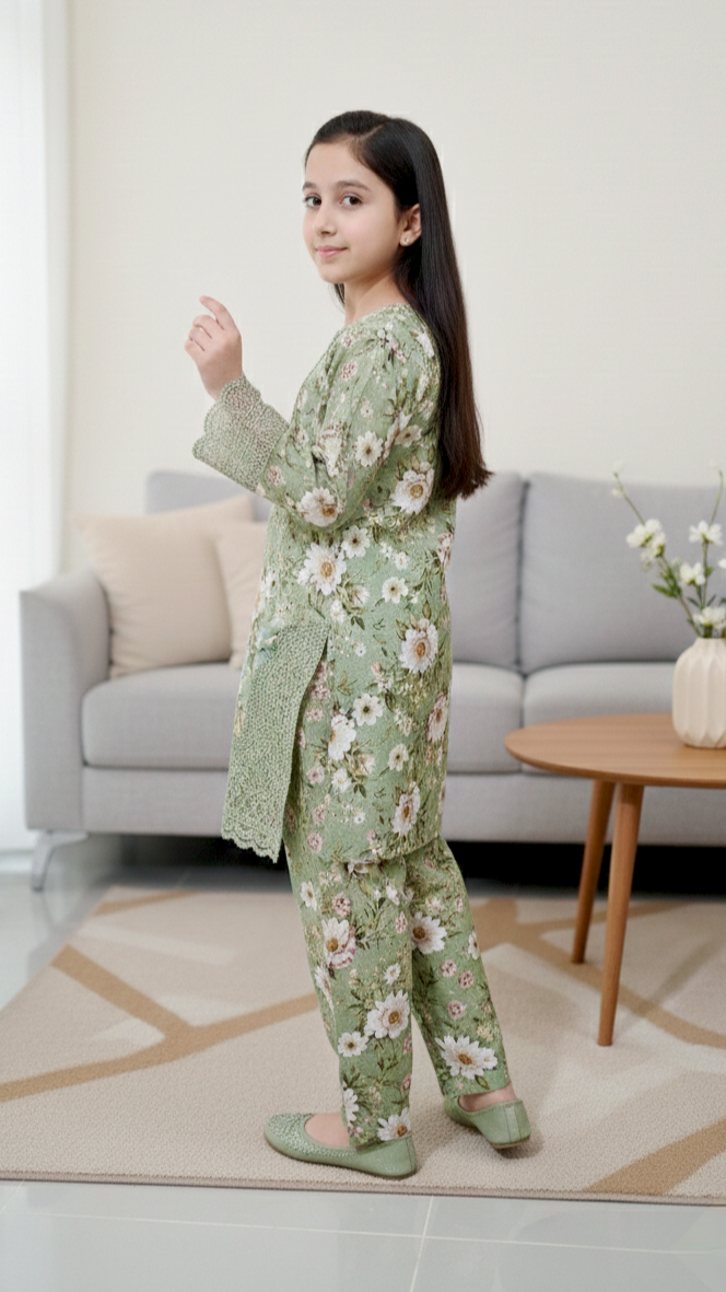 EID Basic" 2 Piece Premium Bana Dora Embroidery Farshi Shalwar Suit.