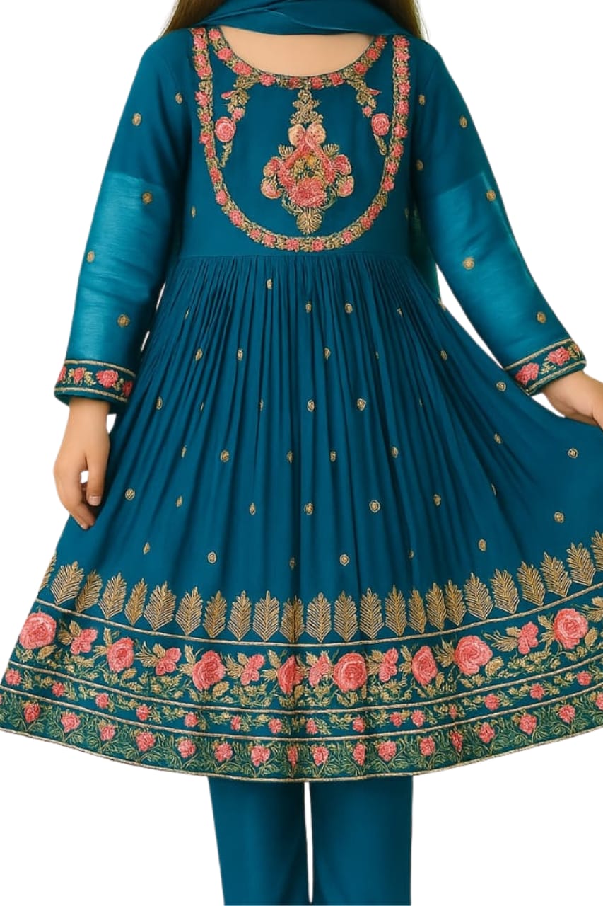 3 Piece Chiffon Embroidery Suit.