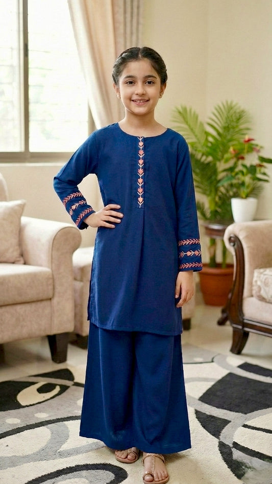 2 Piece Imported Georgette Embroidery Short Shirt & Plazo.