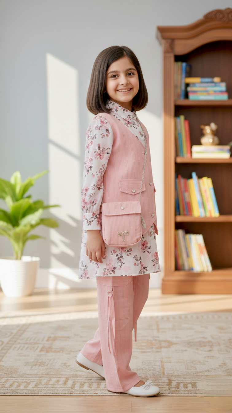 Western Style 4 Piece Coat Shirt With Cargo Pent & Pouch.