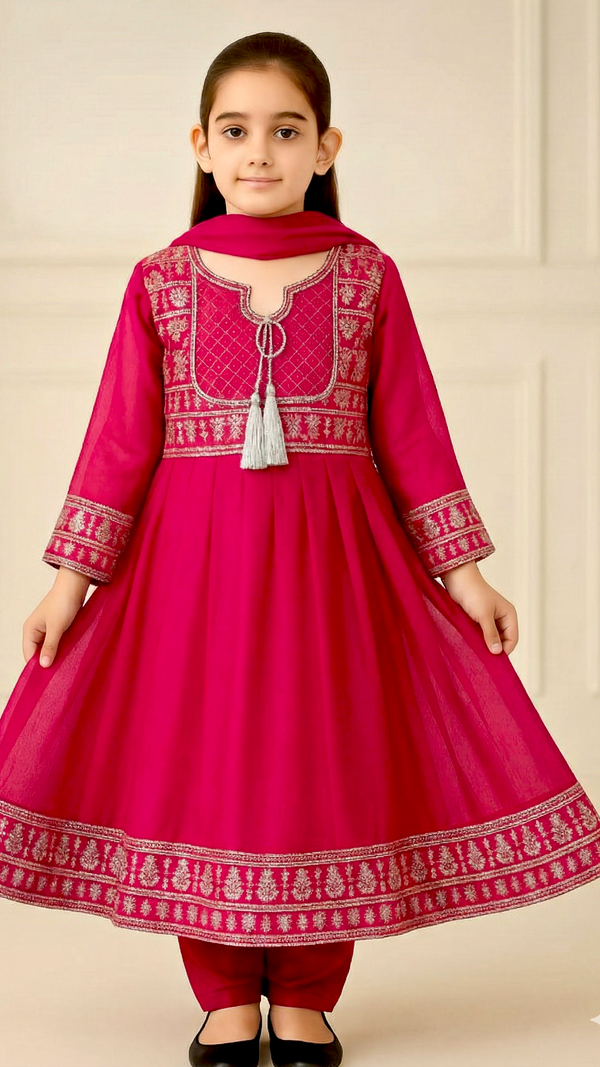 3 Piece Chiffon Embroidery Festive Collection Suit.