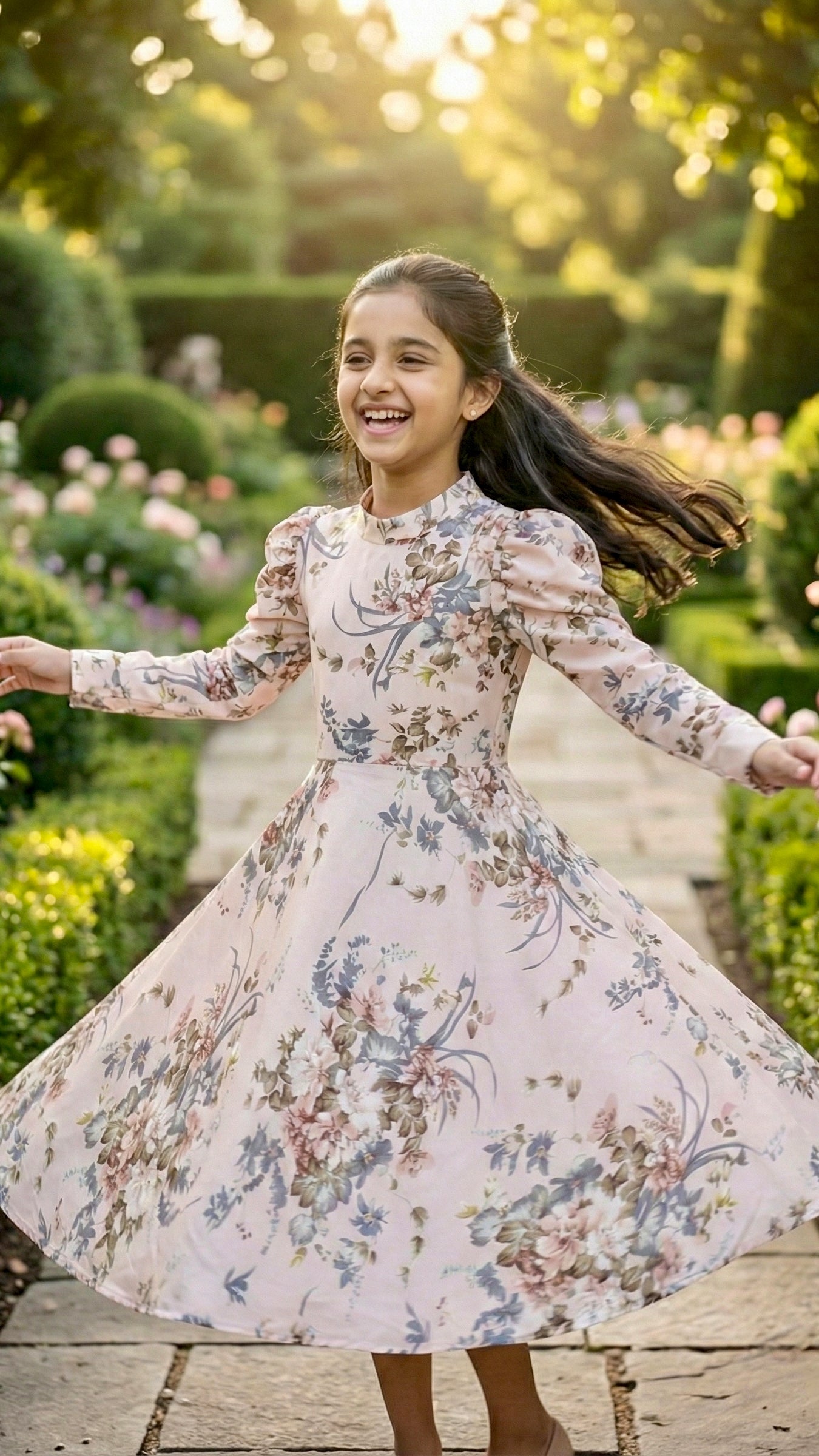 Beautiful Side Knot Puff Sleeves Frock.